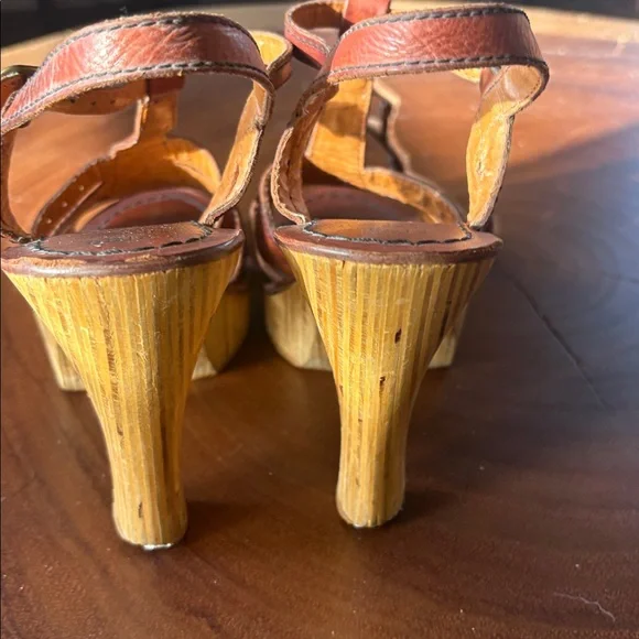 Vintage 70’s Woodworks by Thom McAn Leather Sandals Brazil Boho Disco Sz 8.5 - Picture 10 of 11